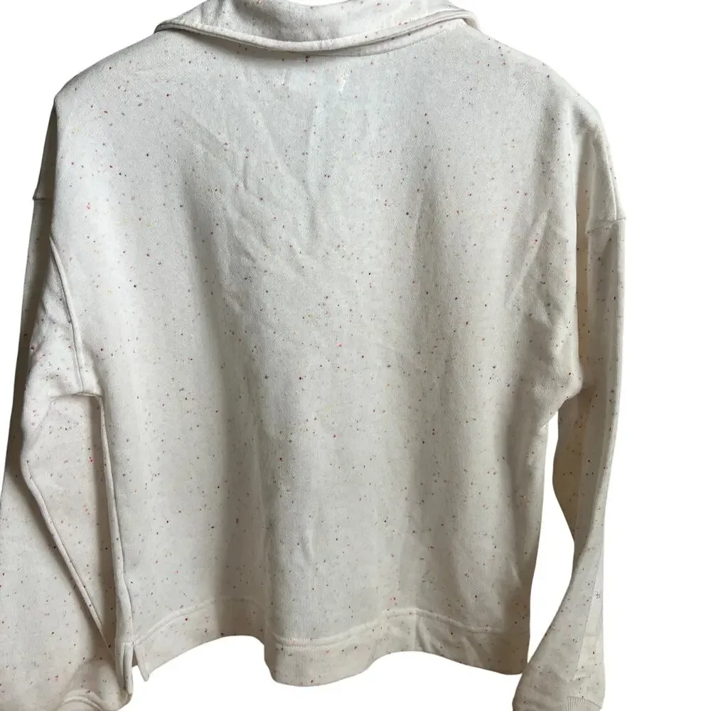 Colsie Women's Cream Lounge Long Sleeve Collared Sweatshirt - Size Small - NWT